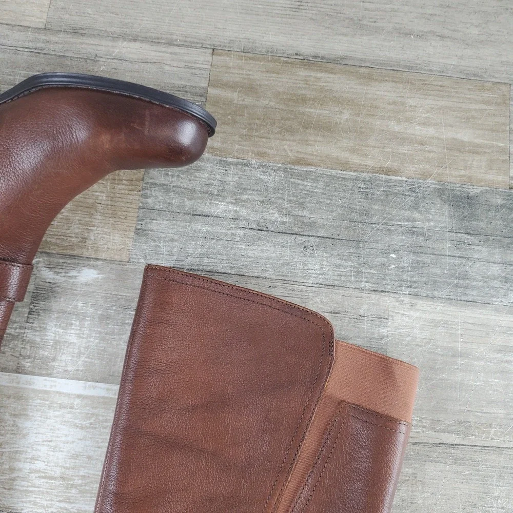 Naturalizer‎ Jaya Womens Knee High Boots Sz 7 W Brown Leather Side Zip Round Toe